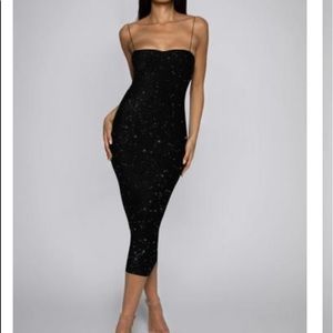 Black sparkly midi bodycon